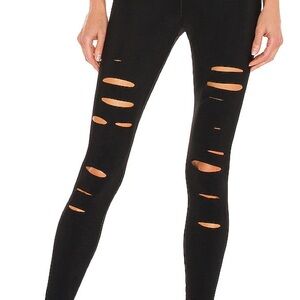 ALO Yoga Black Distressed ripped work out Leggings